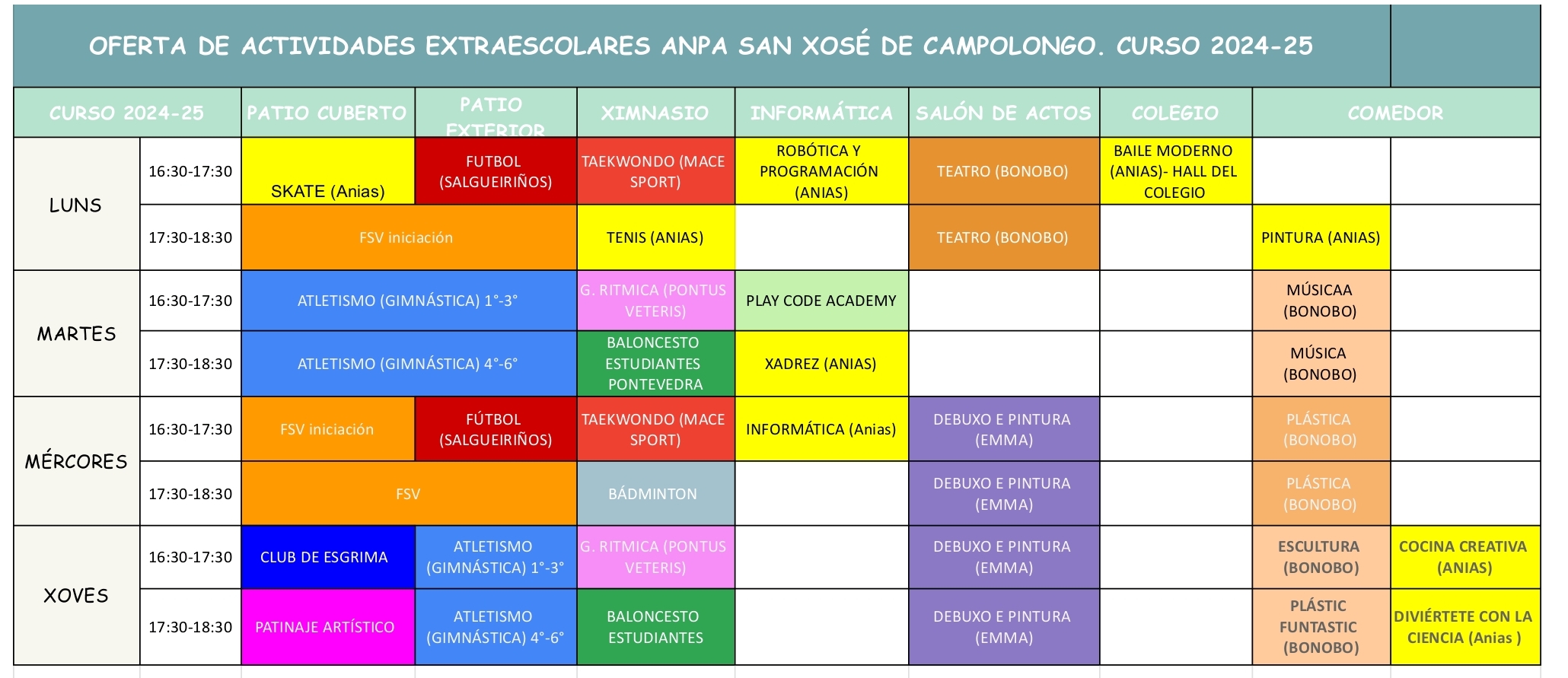 horarios