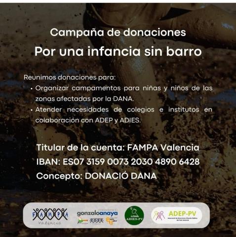 Campaña de donaciones POR UNA INFANCIA SIN BARRO